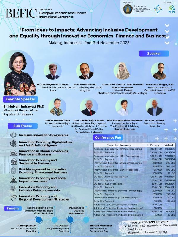 2nd BEFIC Conference 2023 - Advancing Inclusive Development and Equality through Innovative Economics, Finance, and Business